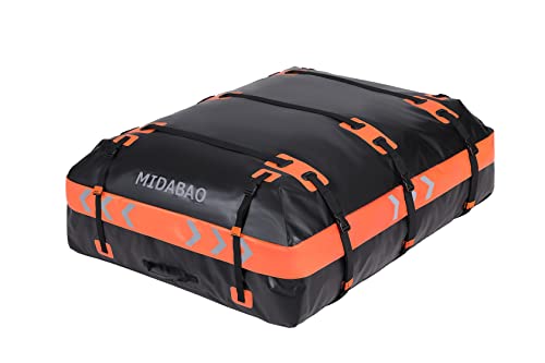 MIDABAO 20 Cubic Car Roof Bag Cargo Carrier, Waterproof Rooftop Cargo Carrier with Anti-Slip Mat + 6 Door Hooks, Suitable for All Vehicle with/Without Rack