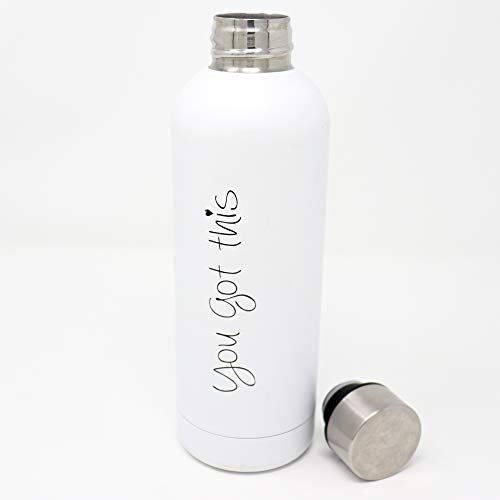 Milky Chic You Got This Water Bottle, 17oz Insulated Stainless Steel Flask with Motivational Quote for Travel, Picnic, Gym and Camping, Leakproof and No Sweat, Keeps Drinks Hot and Cold
