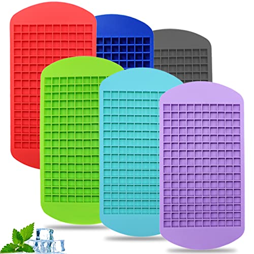 Mini Ice Cube Trays 6 Pack, 160 Silicone Crushed Ice Cube Tray Easy Release Small Ice Cube for Chilling Whiskey Cocktail, Nugget Ice Trays for Freezer, BPA FREE