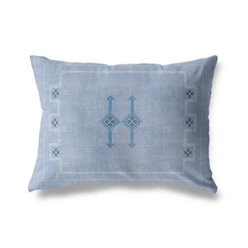 MISC Cactus Silk Light Blue Lumbar Pillow - Accent 12x16 Southwestern Geometric Cotton One Removable Cover