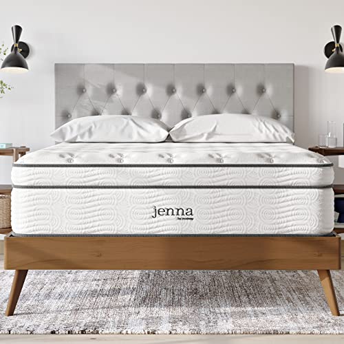 Modway Jenna 14” Innerspring and Memory Foam King Mattress With Individually Encased Coils, White