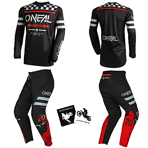 MX Outfit O'Neal Element Squadron Black Men (W34/Large) Protective Pants Jersey riding bundle motocross dirt bike package