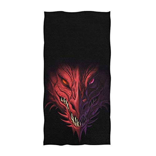 Naanle 3D Magic Angry Red Dragon Head Print Soft Absorbent Guest Hand Towels Multipurpose for Bathroom, Hotel, Gym and Spa (16 x 30 Inches,Black)