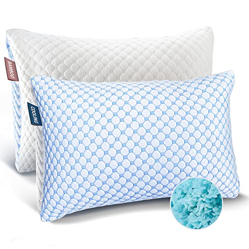 Nestl Cooling Pillow - Queen Size Set of 2 Cooling Memory Foam Pillows, Gel Infused Cool Pillow, Adjustable Cooling Pillows for Sleeping, Breathable Queen Pillows, Washable Removable Bed Pillow Cover