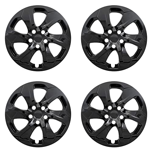 New Wheel Covers Hubcaps Fits 2019-2020 Toyota RAV4 LE; 17 Inch; 6 Spoke; Gloss Black; Plastic; Set of 4; Spring Steel Clip