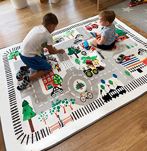 nexace Kids Rug Play Mat, City Life Great for Playing with Cars for Bedroom Playroom,Carpet,Soft Large Size,4.9x6.4 FEET (4.9'x6.4')