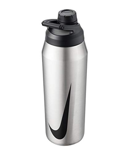 Nike SS HY2004 Hypercharge Chug Bottle, Brushed Stainless Steel, Black, 24 oz, 23.5 fl oz (709 ml)