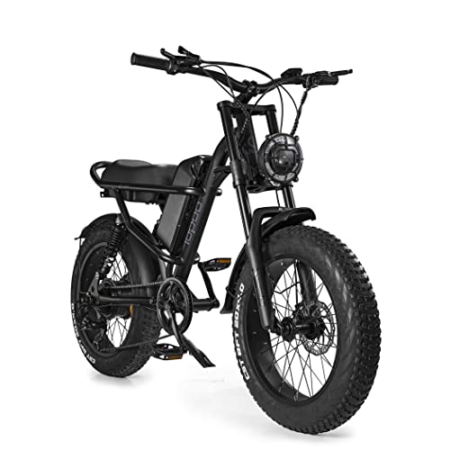 OBARTER Electric Bike for Audlts with 48V 15.6AH Removable Battery，20 inch Fat Tire27mph 24Miles Off Road Electric Bike with 48V 500W Motor，Shimano 7 Speed Gears，Retro Retro Fashion Electric Bicycle