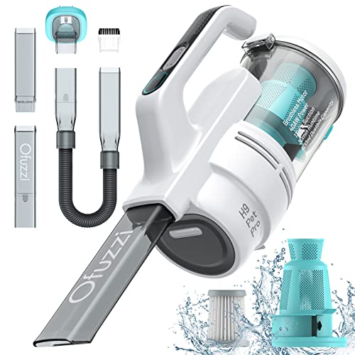 Ofuzzi Day - H9 Pet Pro Handheld Vacuum Cleaner, Extra-Long Attachments, 2.24lbs Lightweight, 40AW/13 kPa Suction & Up to 30 Mins Runtime, LED- Display&Light, Compact Vacuum for Pet, Home, White