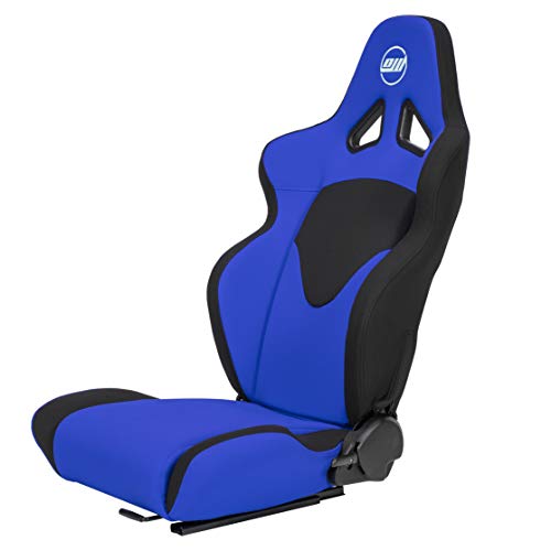 OpenWheeler Racing and Flight Sim Seat, Simulator Cockpit. Sliding Rails Included. Blue on Black. Breathable Fabric Upholstery