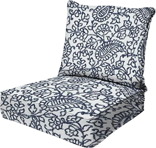 OPNERLKNC Outdoor Indoor Patio Deep Seat Cushions Paisley Seamless Pattern Classic Allover Ethnic Ikat Texture Design Poolside Lounge Chair Cushions for Furniture Replacement Seating Cushion