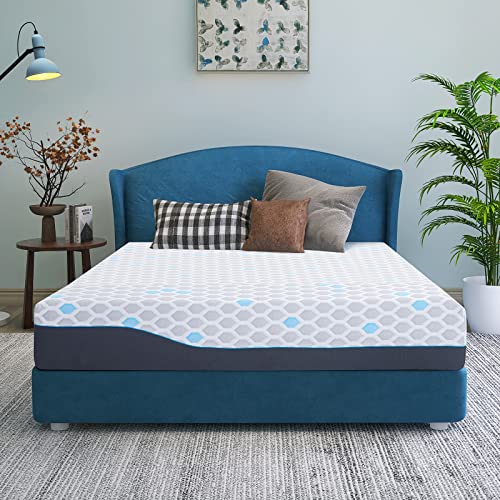 Opoiar 10inch Memory Foam Mattress King Size, Cooling Gel Infusion Bamboo Charcoal Mattress in A Box,Medium Firm Mattress Hypoallergenic Breathable Cover,Made in USA,Supportive