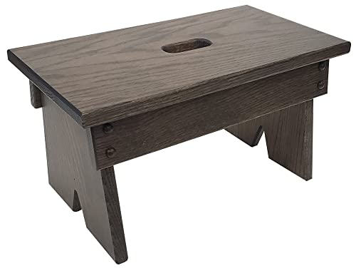 Peaceful Classics Step Stool - Amish Handmade Kids Step Stool - Bathroom, Bedroom, Living Room Or Kitchen Step Stool for Adults - Multipurpose Foot Stool Made of Solid Oak (9" High, Antique Slate)