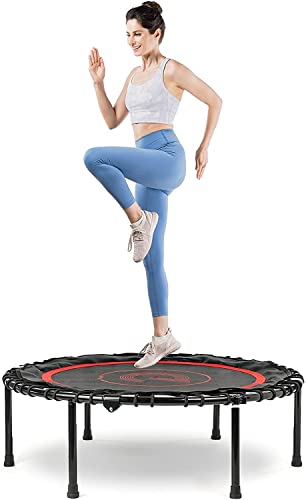 Pelpo 40" Folding Trampoline for Adults, Safe Exercise Trampoline with Silent Bungee Cord, Fitness and Weight Loss Trampoline, Indoor Mini Trampoline for Bounce Workout, Thin Black