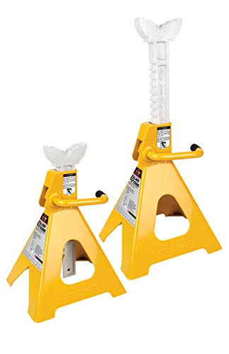 Performance Tool W41023 Ratchet Style Jack Stand Set for Lifting Vehicles During Maintenance, Yellow, 6-Ton
