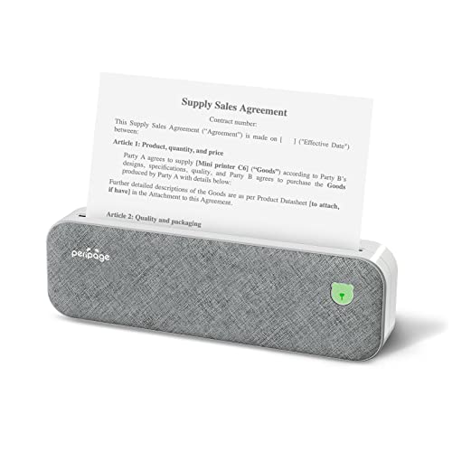 PeriPage A4 Thermal Portable Printer, Supports 8.26"x11.69" US Letter, Wireless Inkless Bluetooth Mobile Travel Printer, Compatible with Android and iOS, Prints Documents,Tattoo Paper, Photos (Grey)