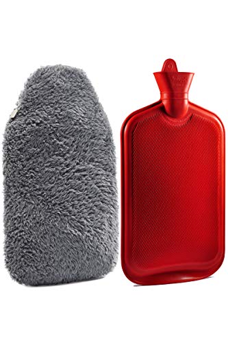 Peterpan Teddy Charcoal Rubber Hot Water Bottle Cover, Size: XXX-Large, Hot Water Bag for Pain Relief, BPA & Phthalates Free,100 Fl Oz Capacity, Gray