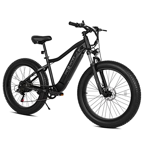 PEXMOR Electric Bike for Adults,750W Adult Ebike Electric Bicycle 32 MPH 48V 14AH Removable LG Battery, 26" Fat Tire Electric Mountain Bike Snow E-Bike Suspension Fork & Shimano 7 Speed,UL Certified
