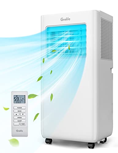 Portable Air Conditioners,Grelife 8000BTU 4-in-1 AC Unit with Fan,Heat&Dehumidifier,Powerful Cooling up to 350 sq.ft,Portable AC with Smart/Sleep Mode,LED Display,Remote Control,48dB Quiet,24H Timer