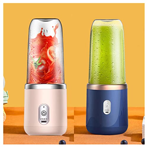 Portable Fruit Juicer for Shakes and Smoothies Fruit Juicer USB Rechargeable with 6 Blades Easy to Clean Handheld Personal Fruit Juicer for Sports Travel and Outdoors (dark blue)
