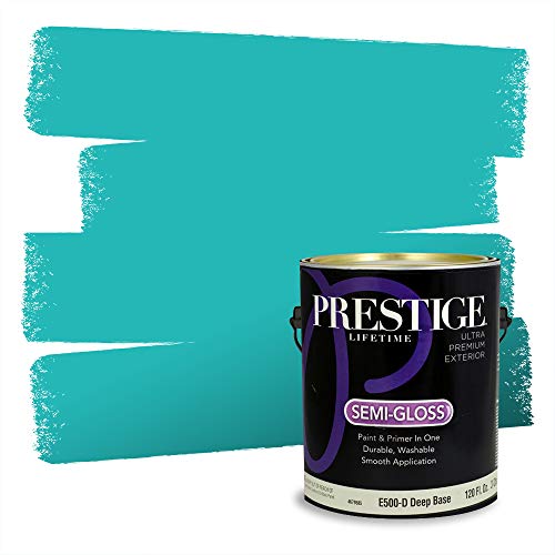 PRESTIGE Paints Exterior Paint and Primer In One, 1-Gallon, Semi-Gloss, Comparable Match of Behr* Caicos Turquoise*