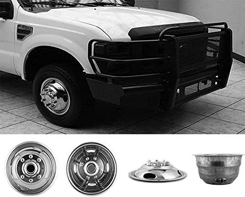 Puermto 4pcs 17inch Polished Stainless Steel Dually Wheel Simulators, Good Looking and Durable Bolt On Wheel Cover, 8 Lug Hubcaps Rim Skin Cover Fit for 2005-2021 Ford F-350 w/Installation Tool Kit