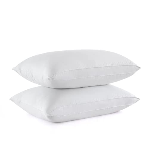 puredown Goose Feather Down Sleeping Pillow Soft Bed Pillow for Sleeping with 100% Cotton Shell Set of 2 Queen Size
