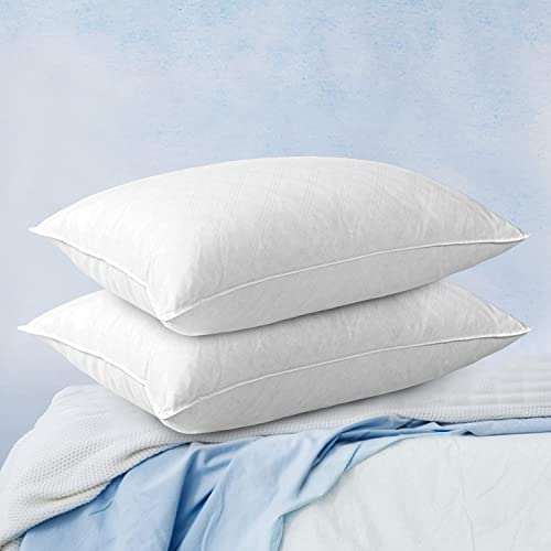 puredown Soft Bed Pillows for Sleeping, Goose Feather Down Pillows Hotel Collection King Size of 2, Geometric Pattern Embossing Pillows for Back Stomach Side Sleepers (20 x 36, 2 Pack)