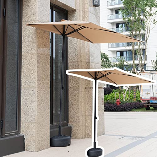 Qidvol 8’Half Rectangular Outdoor Patio Umbrella with Adjustable Height for Wall, Balcony, Garden, Deck, Café, Half Round Base Included (Color : Khaki)