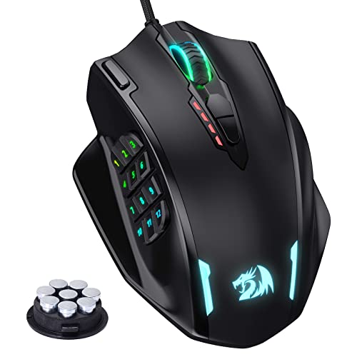 Redragon M908 Impact RGB LED MMO Mouse with Side Buttons Optical Wired Gaming Mouse with 12,400DPI, High Precision, 20 Programmable Buttons