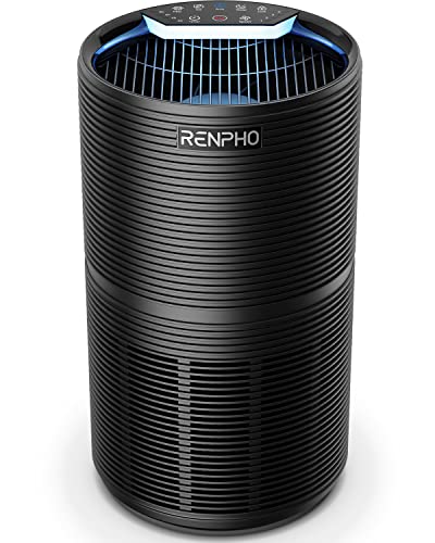 RENPHO Large Room Air Purifier 960 Ft², Air Quality Monitor, Smart Auto/Sleep Mode, True HEPA Filter, Home Air Purifier for Smokers Pet Hairs Pollen Dust Eliminator, 100% Ozone Free,Timer,Safety lock