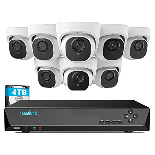 Reolink 4K 16CH PoE Video Surveillance Camera System, H.265 8pcs 8MP PoE IP Security Cameras Outdoor with a 8MP 16-Channel NVR, 3TB HDD pre-Installed