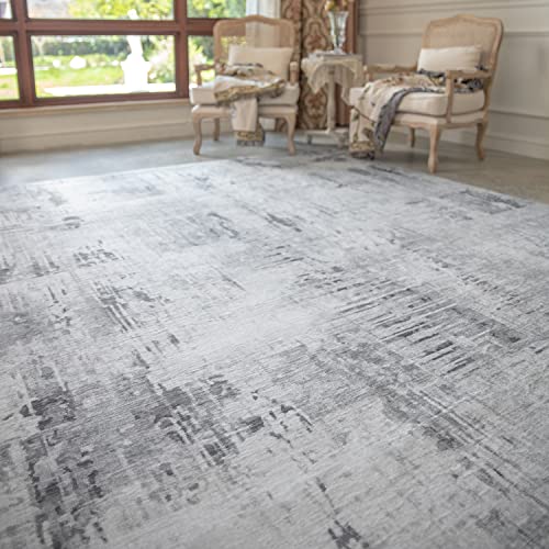 RESARE Modern Abstract Area Rugs 5x7 Distressed Rug Machine Washable, Ideal Home Decor, Gray