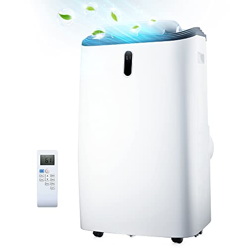 Rintuf 14000 BTU ASHRAE Portable Air Conditioner, Portable AC Cools to 700 Sq.ft Room, AC Unit for Cooling & Dehumidifier & Fan, With LED Display Remote Control, Window Kits, Universal Wheels