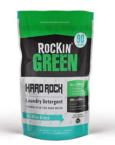 Rockin' Green Hard Rock Laundry Detergent (90 Loads), Plant based, All Natural Laundry Detergent Powder, Vegan and Biodegradable Odor Fighter, Safe for Sensitive Skin, 45 oz (AC/DSea Breeze).