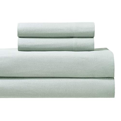 Royal Tradition Heavyweight Flannel, 100 Percent Cotton Split King 5PC Sheets Set for Adjustable Beds, Sea, 170 GSM