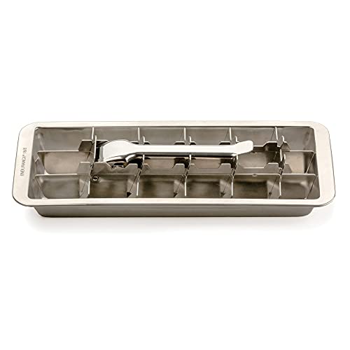 RSVP International Endurance® Vintage Inspired Ice Cube Tray, 11" | Retro Design for Bars & Kitchens | Levers Remove Cubes | Heavy Duty Stainless Steel | Dishwasher Safe