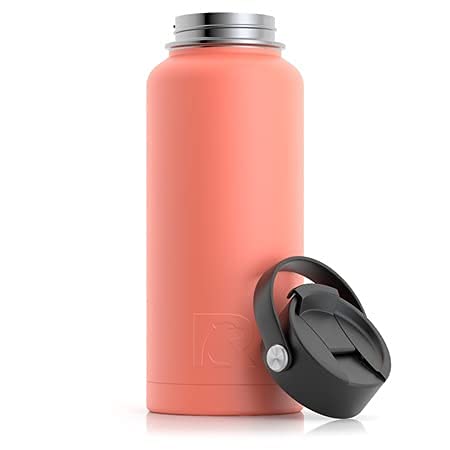 RTIC 32 oz Vacuum Insulated Bottle, Metal Stainless Steel Double Wall Insulation, BPA Free Reusable, Leak-Proof Thermos Flask for Water, Hot and Cold Drinks, Travel, Sports, Camping, Coral