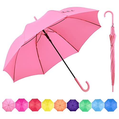 RUMBRELLA Pink UV Stick Umbrella Auto Open UPF 50+ with J Hook Handle 50IN