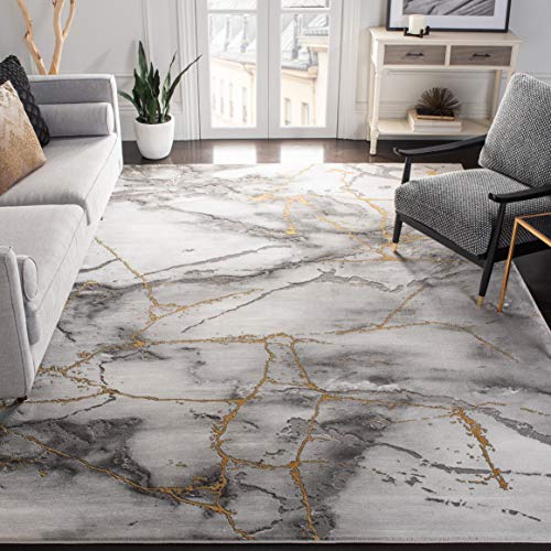 SAFAVIEH Craft Collection 9' x 12' Grey / Gold CFT877F Modern Abstract Non-Shedding Living Room Bedroom Dining Home Office Area Rug