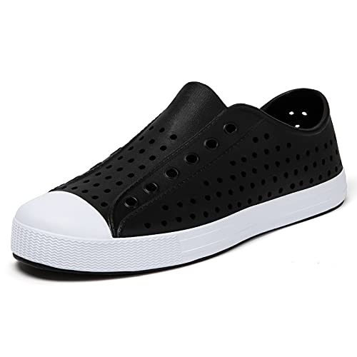 SAGUARO Mens Womens Lightweight Breathable Garden Shoes Soft Slip-On Sneakers Garden Clogs Big Kids Beach Sport Shoes Water Sandals Solid Black 5.5 Women/3.5 Men
