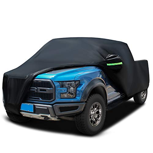 Sailnovo Truck Cover Waterproof All Weather, Black Full Pickup Cover, Universal Fit Ford F-150, Sierra 1500, RAM 1500, Silverado 1500, Extended Cab Car Cover Outdoor Sun UV Rain Dust Protection