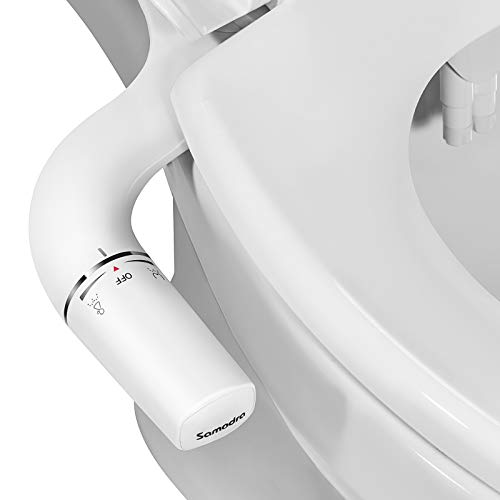 SAMODRA Ultra-Slim Bidet Attachment for Toilet - Dual Nozzle (Frontal & Rear Wash) Hygienic Bidets for Existing Toilets - Adjustable Water Pressure Fresh Water Toilet Bidet - Easy to Install