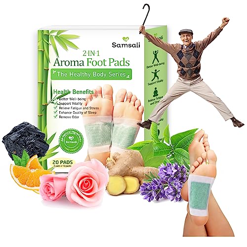 Samsali Foot Pads, 20 Bamboo DeepCleansing Foot Pads, Upgraded 2 in 1 Aroma DetoxFoot Patches for Better Sleep, Rapid Foot Care, Foot Pads for Women and Men Foot Care, 20 Pads