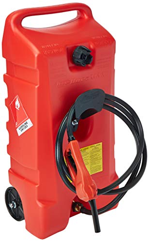 Scepter 06792 14 Gallon Flo-N-Go Duramax Gasoline 14 Gallon Portable Gas Fuel Tank Container with Fluid Transfer Siphon Pump Fuel Caddy, Red