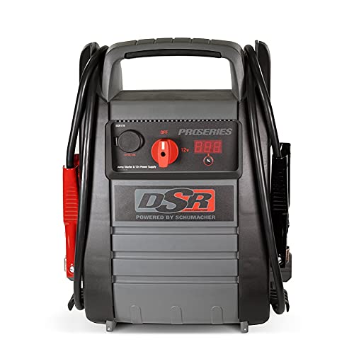 Schumacher DSR116 DSR ProSeries Rechargeable Pro Jump Starter - 12V - Works with Gas and Diesel Vehicles - Includes DC/USB Power for Charging Phones and Tablets Plus 400W Power Inverter, Newer Model