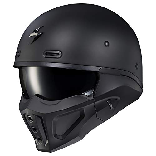 ScorpionEXO Covert X Open Face Half Shell 3/4 Motorcycle Helmet Bluetooth Ready Speaker Pockets DOT Solid (Matte Black - LG)