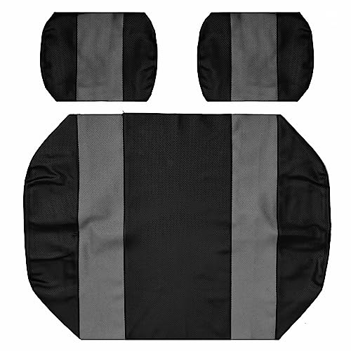 Seat Cover Replacement for EZGO Marathon Golf Cart - Front or Rear Bench Seat - Premium Marine Vinyl - 5 Panel Stitching - Staple On Installation - Two-Tone Golf Cart Seat Covers (Black & Charcoal)