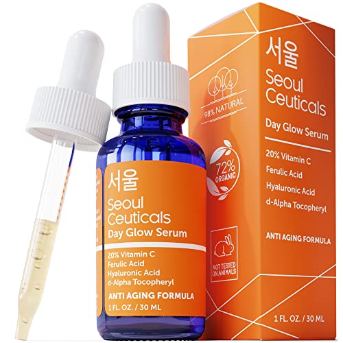 SeoulCeuticals Korean Skin Care Beauty - 20% Vitamin C Hyaluronic Acid Serum + CE Ferulic Acid Provides Potent Anti Aging, Anti Wrinkle 1oz