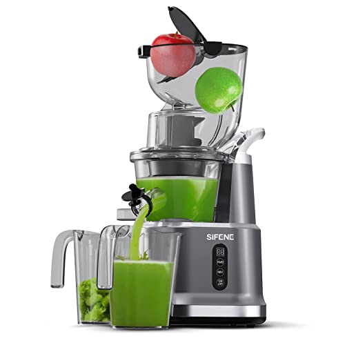 SiFENE Slow Masticating Juicer Machines with 83mm Wide Mouth, Whole Slow Juicer, Cold Press Juicer Extractor, Juice Maker for Fruits and Vegetables, BPA-Free, Easy to Clean